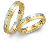 Marrying 585 Weissgold /Gelbgold, 4,00 mm Breite, seidenmatt / Rille poliert, 1 Brillant 0,01 ct. TW/SI,